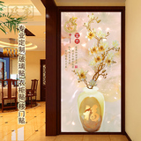 中式传统装饰画玄关走廊过道壁画单幅竖版金色福字玉器无框挂画