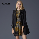 A．M．R/艾米瑞女装春装新品经典双排扣收身腰带中长款风衣