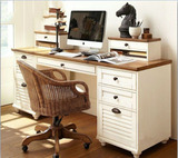 美式实木台式电脑桌简约现代家用转角书桌书柜地中海写字台包邮