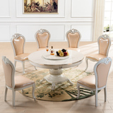 【欧乐情园家具】欧式古典实木餐桌椅组合 带转盘圆餐桌组合 包邮
