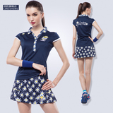 2016韩版领胜羽毛球服套装乒乓球运动服女短袖T恤上衣服训练上装