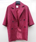原创设计2015茧型中长款羊毛呢子大衣大码宽松加厚秋冬外套女