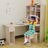 脑桌带书柜转角书桌书架实木儿童学习桌实木办公写字桌实木电