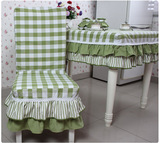 绿色格子田园连体椅套夹棉椅垫椅套餐椅套定做定制韩式椅套