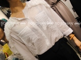 韩国代购早春新款15流苏拼接大口袋白色长袖衬衫女款圆领衬衣N127