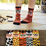 新款韩国卡通袜子女冬季常规中筒袜学生袜可爱动物老虎纯棉立体袜