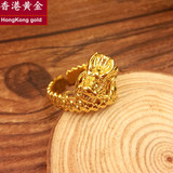 香港黄金新品男士龙头戒指 24K黄金指环 男女通用时尚金戒指