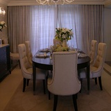欧式餐桌椅 新古典实木餐桌椅组合 简约黑色餐桌 酒店样板房家具
