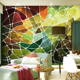 3D立体电视背景墙纸客厅沙发卧室壁纸几何彩色块格子简约大型壁画