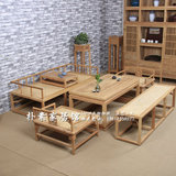 老榆木免漆茶几新中式禅意组合纯实木茶桌椅家具罗汉床椅子长条凳
