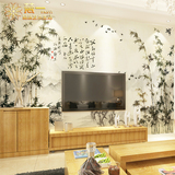 3d中式水墨竹子山水复古壁纸大型壁画客厅电视背景墙无纺布墙纸