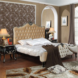 欧式双人床1.8米婚床后现代布艺床1.5米新古典床铺实木主卧室大床