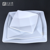 国产密胺餐具 仿瓷加厚四方盘 饭菜盘中式快餐套装碟盘塑料小盘子