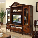 美式原木电视柜欧式实木电视柜组合茶几客厅简约地矮柜储物柜特价