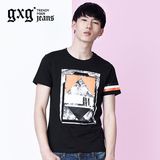 gxg.jeans男装夏新品人物印花修身圆领短袖T恤潮62644084