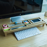 梵瀚 办公室桌面收纳 置物架托创意电脑键盘竹木制文具用品整理盒
