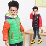 新款外贸5童装1-2-3-4-6岁男童韩版时尚羽绒棉服儿童撞色棉衣外套