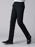 春秋季西裤男士韩版修身长裤 英伦商务正装黑色直筒加厚加绒款
