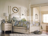 家具定制/高柱床有拖箱设计/白色见木纹/橡木白色风化油漆做旧床