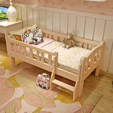 儿童婴儿拼接实木松木护栏床环保实木幼儿免漆原木单人拼接小孩床