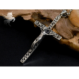 925纯银镀铂金项链男女耶稣十字架吊坠饰品短款项链锁骨项链女
