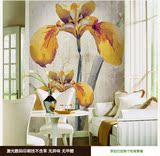 ￼ 欧式手绘壁纸玄关复古油画花卉客厅背景墙纸墙布个性定制壁画