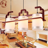 现代新中式餐厅灯过道灯三头led吊灯创意仿羊皮古典茶楼实木灯具