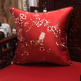 芯中式古典刺绣花鸟抱枕红木沙发靠垫仿古圈椅腰靠枕床头靠背大含