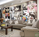 玛丽莲梦露壁纸复古欧式怀旧客厅电视背景墙纸大幅墙画美发店壁画