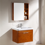 现代中式浴室柜组合洗脸盆柜小户型吊柜实木挂墙式面盆卫浴洗漱台