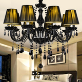 奢华欧式黑水晶布艺灯罩吊灯创意咖啡厅服装店客厅主题酒店装饰灯