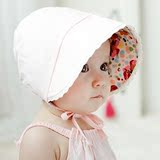 M146韩国进口涂鸦花朵大帽檐遮阳婴儿童帽子女宝宝胎帽防晒公主帽
