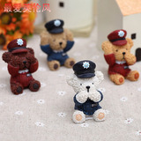 zakka杂货 英国泰迪熊树脂小摆件 英伦创意警察三不小熊家居工艺