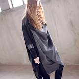 秋季新品女装牌韩版宽松大码蝙蝠衫拼接羊毛呢子斗篷上衣风衣外套