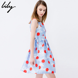 Lily2016夏新款女装欧美修身高腰短裙无袖印花连衣裙115220I7180