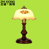 美式台灯复古卧室床头灯英伦创意复古典乡村实木制调光老上海装饰