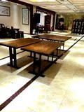 loft复古实木餐桌椅组合铁艺会议桌大班台洽谈办公桌工作台老板桌