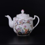清朝代古玩古董老瓷器收藏品 晚清光绪粉彩花鸟茶壶