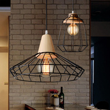 LOFT美式乡村创意吊灯单头酒吧台咖啡餐厅现代简约木头工业风灯具