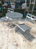 莫里斯花园 加拿大原单外贸桌椅套装 铁艺做旧白桌椅花园桌椅