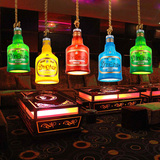 创意个性复古餐厅酒吧吧台奶茶店网吧网咖麻绳吊灯彩色酒瓶装饰灯