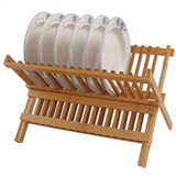 竹子折叠沥水架 厨房收纳置物架餐具收纳架双层实木锅盖架 晾碗架