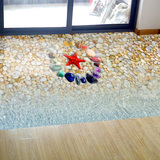 3D立体感地面防水贴纸画沙滩海洋浴室卫生间地板地贴客厅卧室墙贴