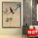 中式花鸟挂画单幅竖画装饰画客厅画玄关壁画墙画有框工笔手绘油画