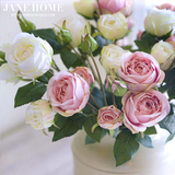 超高仿真法美式6头复古粉色香水玫瑰 样板间装饰假花婚礼摄影道具