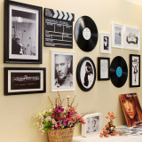 高档实木客厅背景照片墙办公室相框组合创意公司形象装饰设计包邮