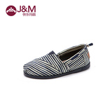 JM快乐玛丽童鞋16夏季新款懒人鞋条纹低帮帆布鞋中童亲子鞋61678C