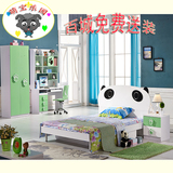 萌宝儿童家具绿色熊猫床包邮床头柜书桌写字台电脑桌衣柜儿童套房