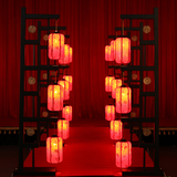 中式婚庆道具批发三头铁艺灯笼路引汉唐风格婚礼布置大红宫灯摆件