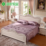 简约欧式床双人床韩式公主田园床 实木白色床1.5 高箱储物床1.8米